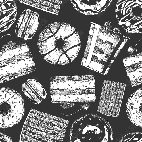 Seamless pattern with cake