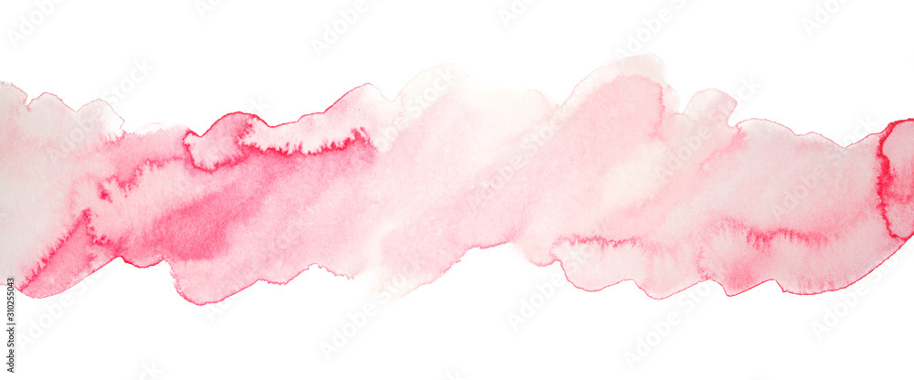 red watercolor stain with texture on a white background. Design element for cards and web elements.