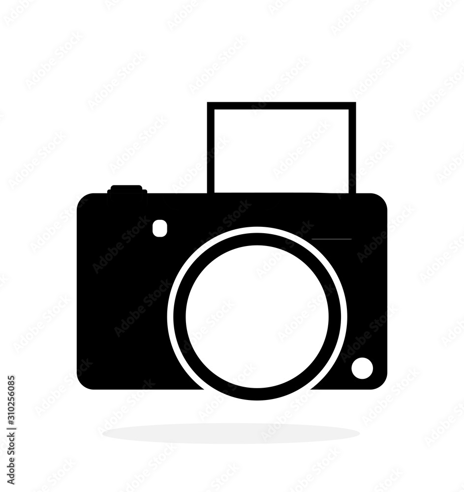 Camera icon, flat photo camera vector isolated. Modern simple