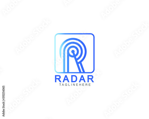 Initial letter R radar logo design template