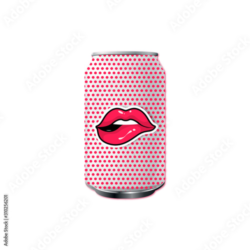 concept pack de boisson avec bouche pop art photo