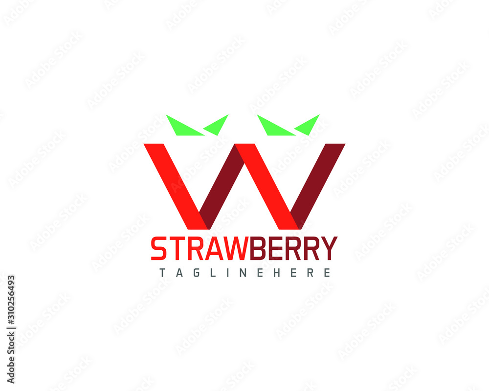 Initial letter w strawberry Design template Fully Vector