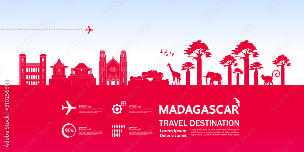 Madagascar travel destination grand vector illustration. 