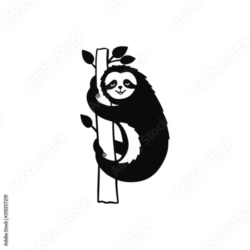 Doodle sloth bear for print design, poster, t-shirt. Cute cartoon character. 