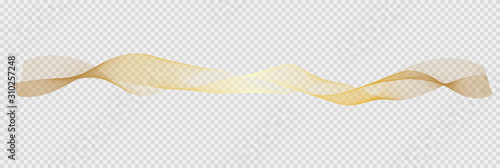 Abstract vector gold , wave silk or satin fabric on transparent background for grand opening ceremony or other occasion