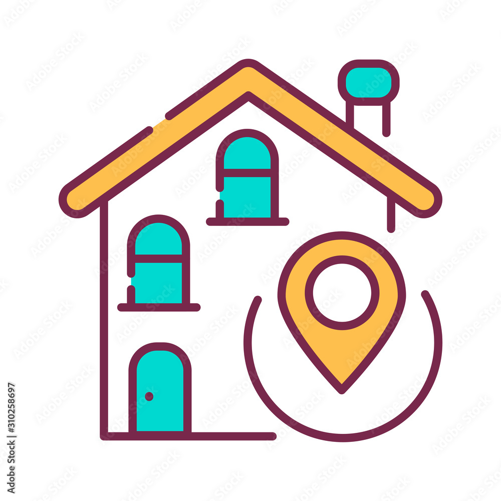 House location color line icon. Place where a particular point or object exists. Pictogram for web page, mobile app, promo. UI UX GUI design element. Editable stroke.