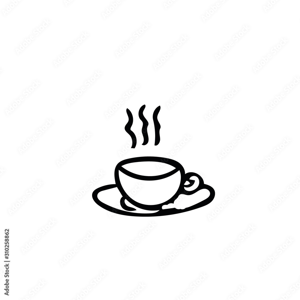 Fototapeta premium cup and saucer in hand drawn style. hot drink tea coffee scandinavian doodle style.