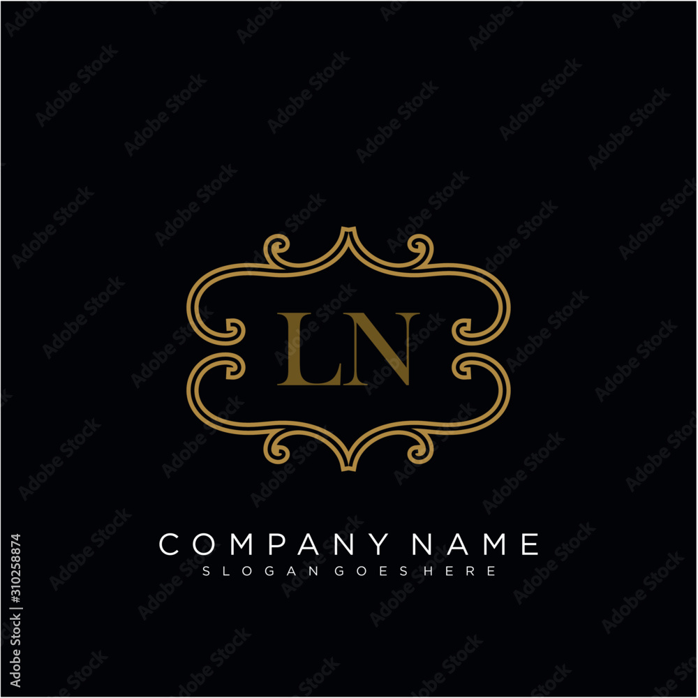 Initial letter LN logo luxury vector mark, gold color elegant classical Initial letter LN logo luxury vector mark, gold color elegant classical