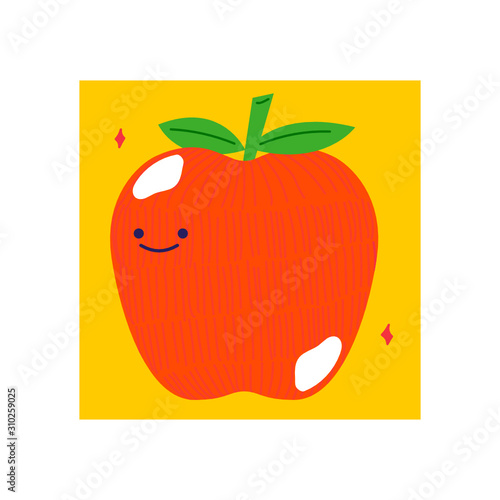 Manzana ilustración vectorial de una manzana sonriente diseño de personaje