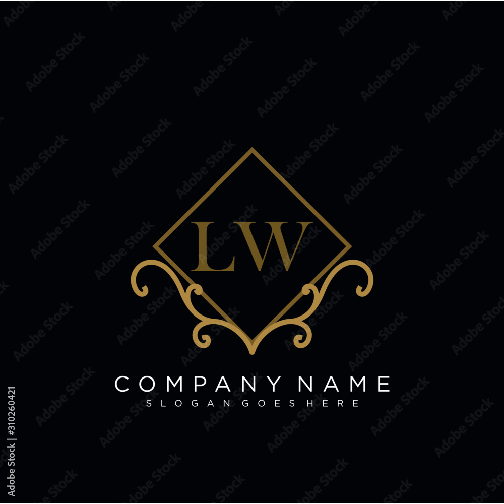 Initial letter LW logo luxury vector mark, gold color elegant classical Initial letter LW logo luxury vector mark, gold color elegant classical
