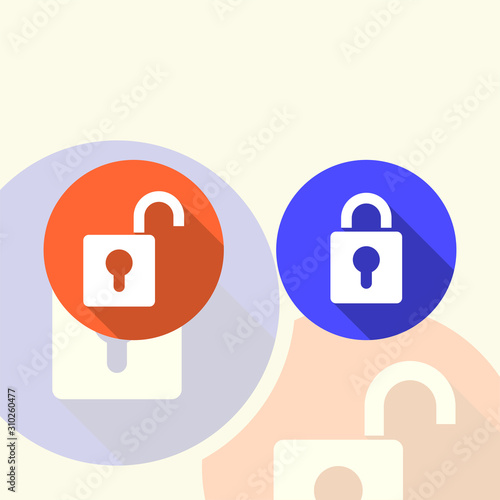 locked and unlocked flat icon