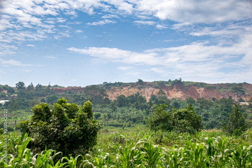 Quarry and landscape scenery in Mbalala region of Uganda, East Africa