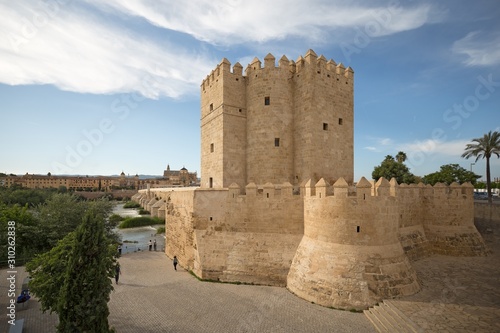 Callahora tower at the Guadalquivir river embankment in Cordoba, Spain