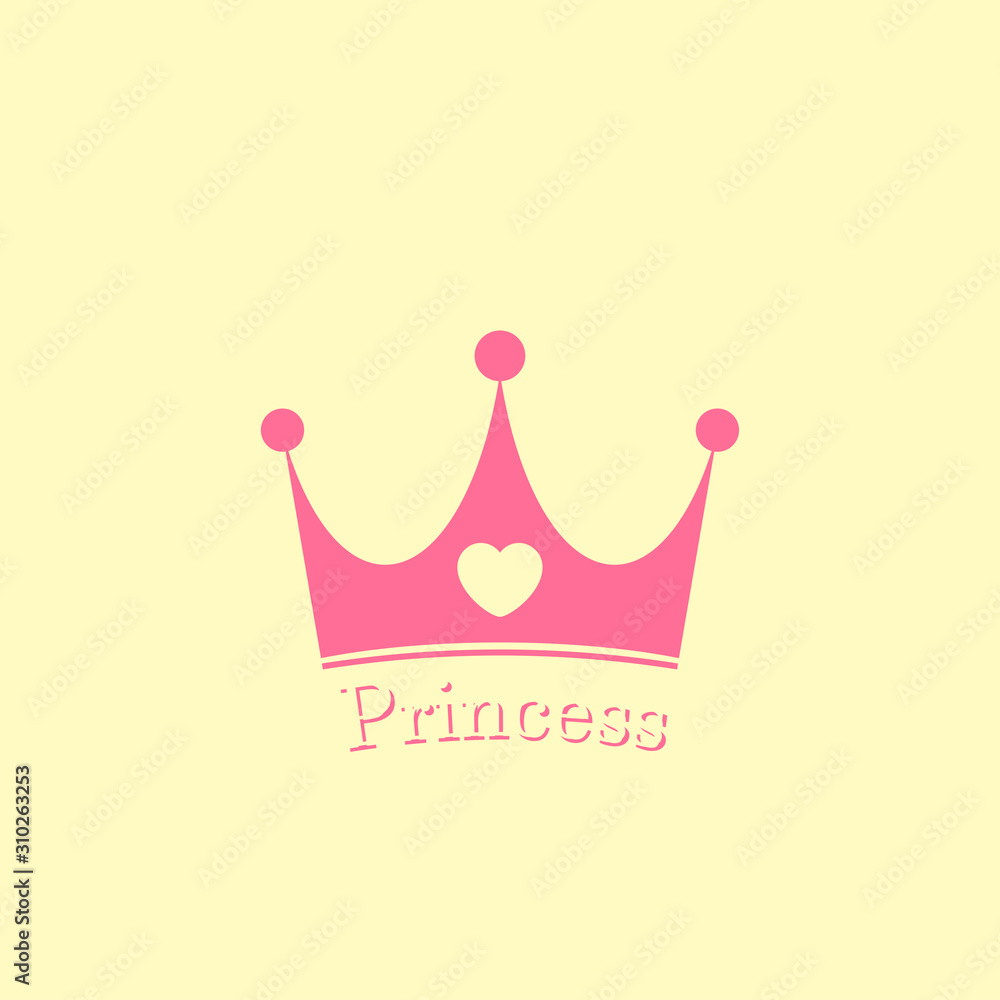 Pink crown for girl icon with an inscription on a gold background ...