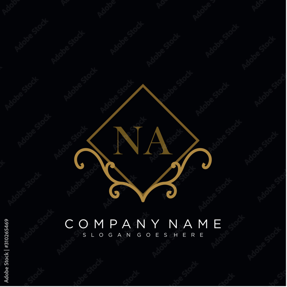 Initial letter NA logo luxury vector mark, gold color elegant classical Initial letter NA logo luxury vector mark, gold color elegant classical