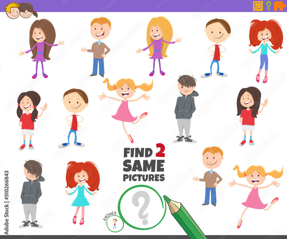 find two same children characters game for kids