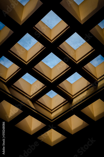 Abstract Architecture Background. Geometric Skylight Interior.