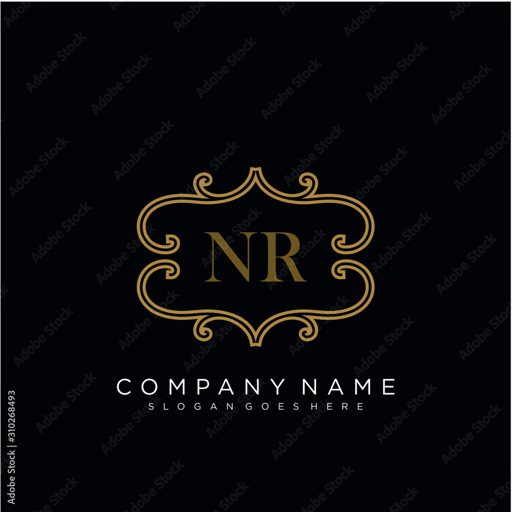 Initial letter NR logo luxury vector mark, gold color elegant classical Initial letter NR logo luxury vector mark, gold color elegant classical