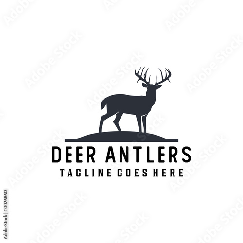 Deer vector logo design wild animal with horns quality stylish, modern illustrations in the style of a graphic sign art