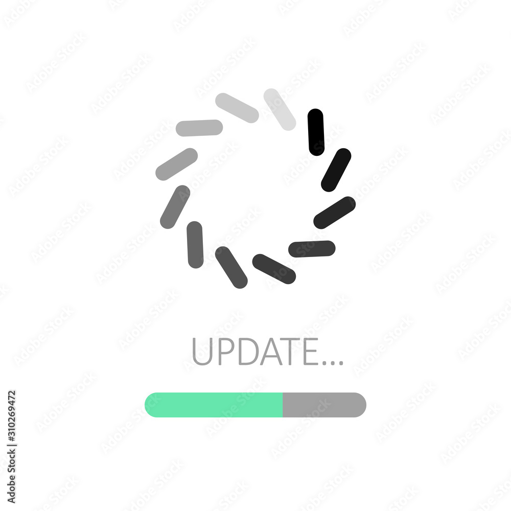 Update icon. System software upgrade concept, loading bar Update icon. System software upgrade concept, loading bar