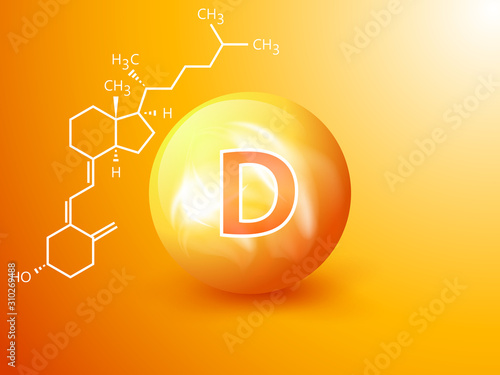 Nutrition sign vector concept. The power of vitamin D. Chemical formula photo