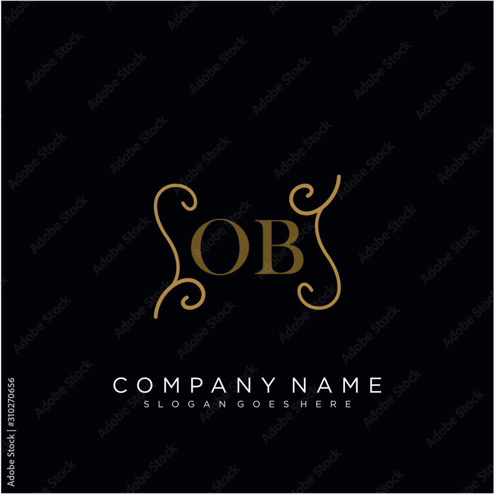 Initial letter OB logo luxury vector mark, gold color elegant classical 