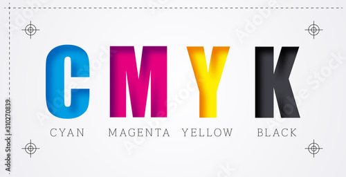 CMYK colors concept. Provider of printer ink and toner, letterpress printers. Keep printing!