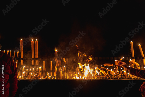 Santuario de Fatima in Portugal at night during the Candlelight Procession