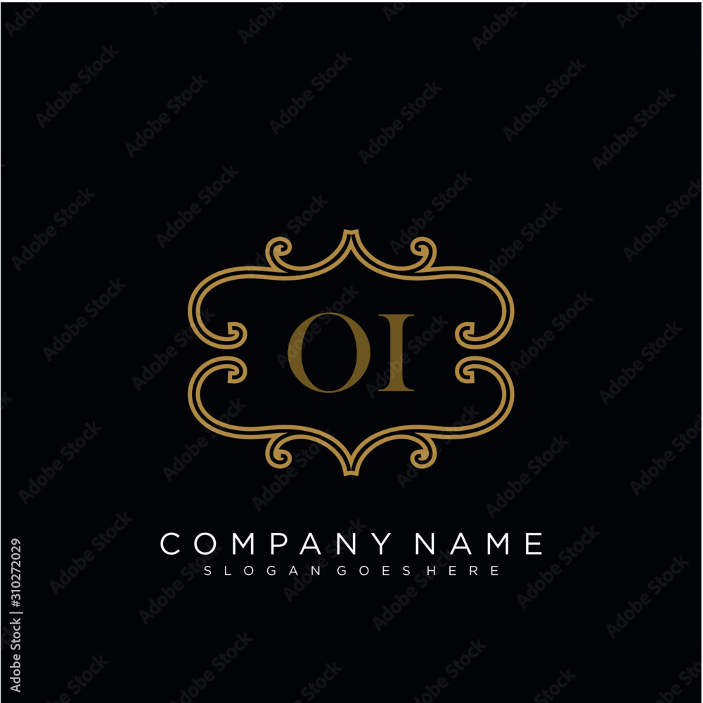 Initial letter OI logo luxury vector mark, gold color elegant classical Initial letter OI logo luxury vector mark, gold color elegant classical
