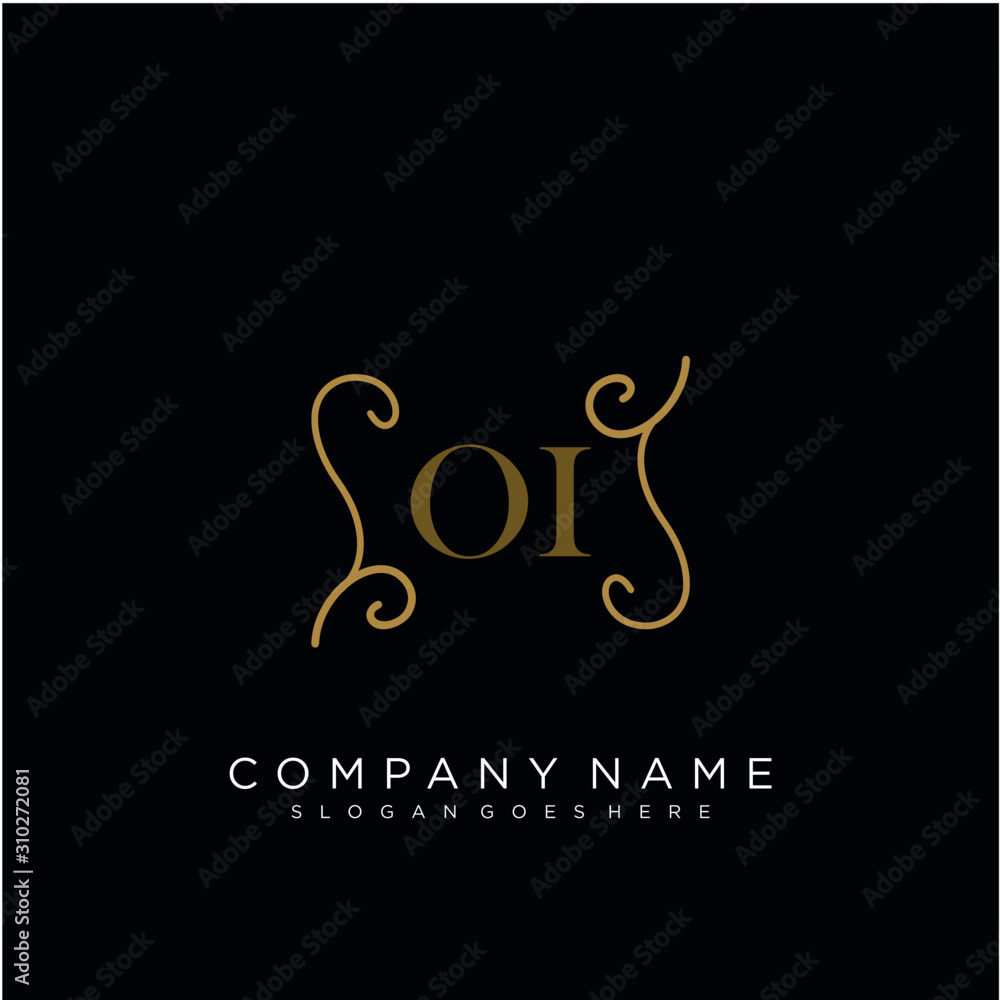Initial letter OI logo luxury vector mark, gold color elegant classical Initial letter OI logo luxury vector mark, gold color elegant classical