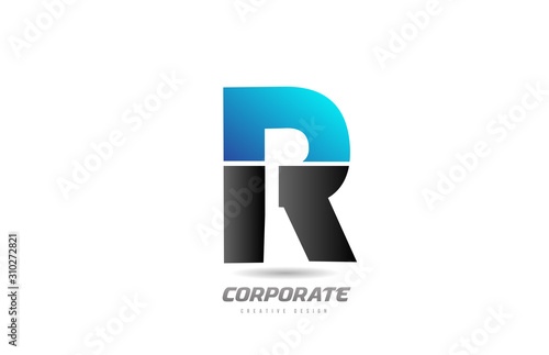 Free Download blue black alphabet letter R logo icon design for business - GFXLoad