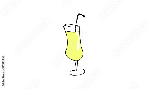 hand-drawn pinocolada. cocktail bar alcoholic summer Doodle art. use it as a clipart in greeting cards, print on clothes, animation, packaging or design of your website