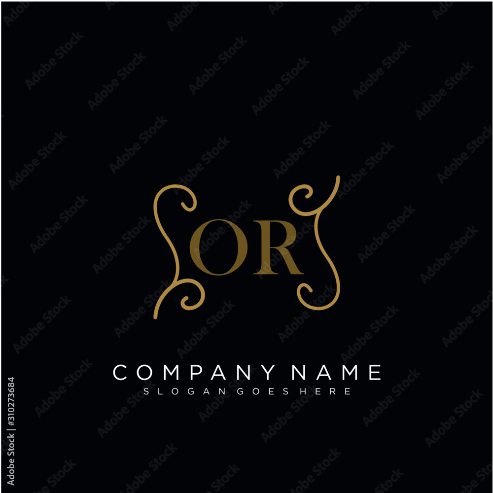 Initial letter OR logo luxury vector mark, gold color elegant classical 