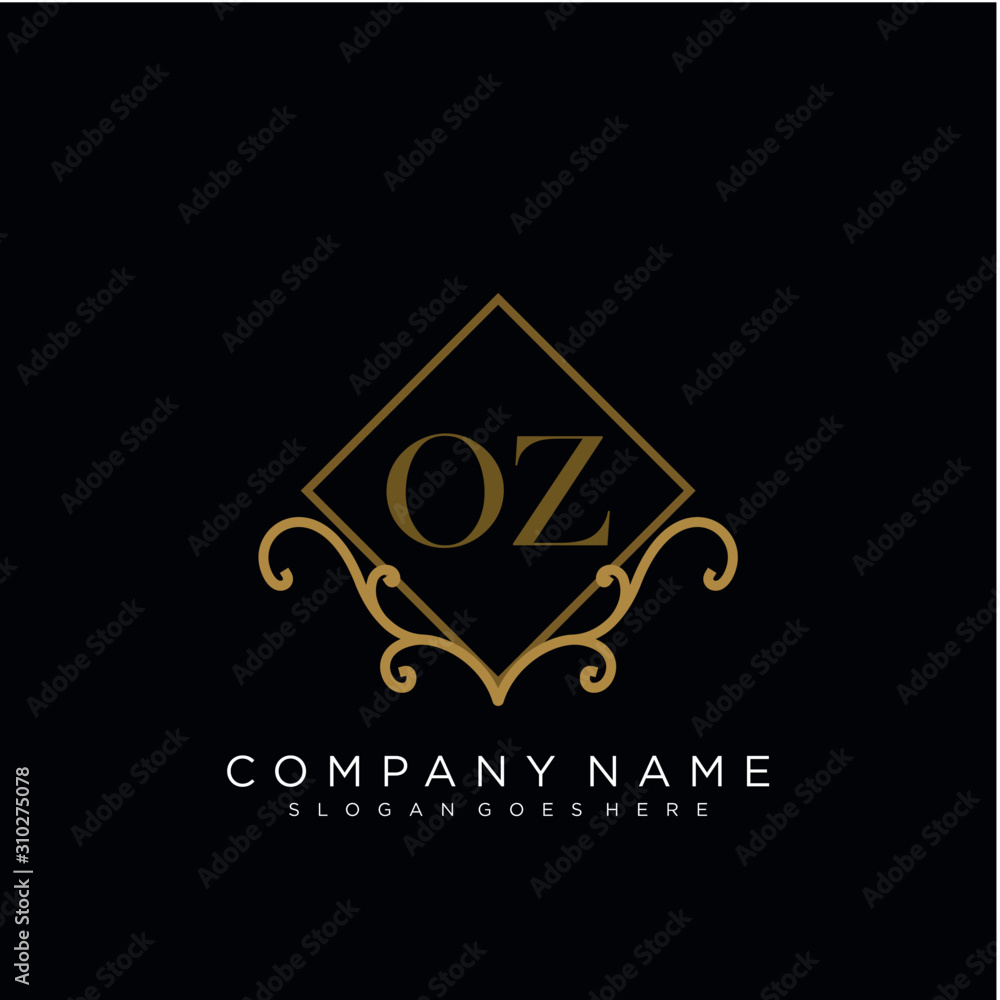 Initial letter OZ logo luxury vector mark, gold color elegant classical Initial letter OZ logo luxury vector mark, gold color elegant classical