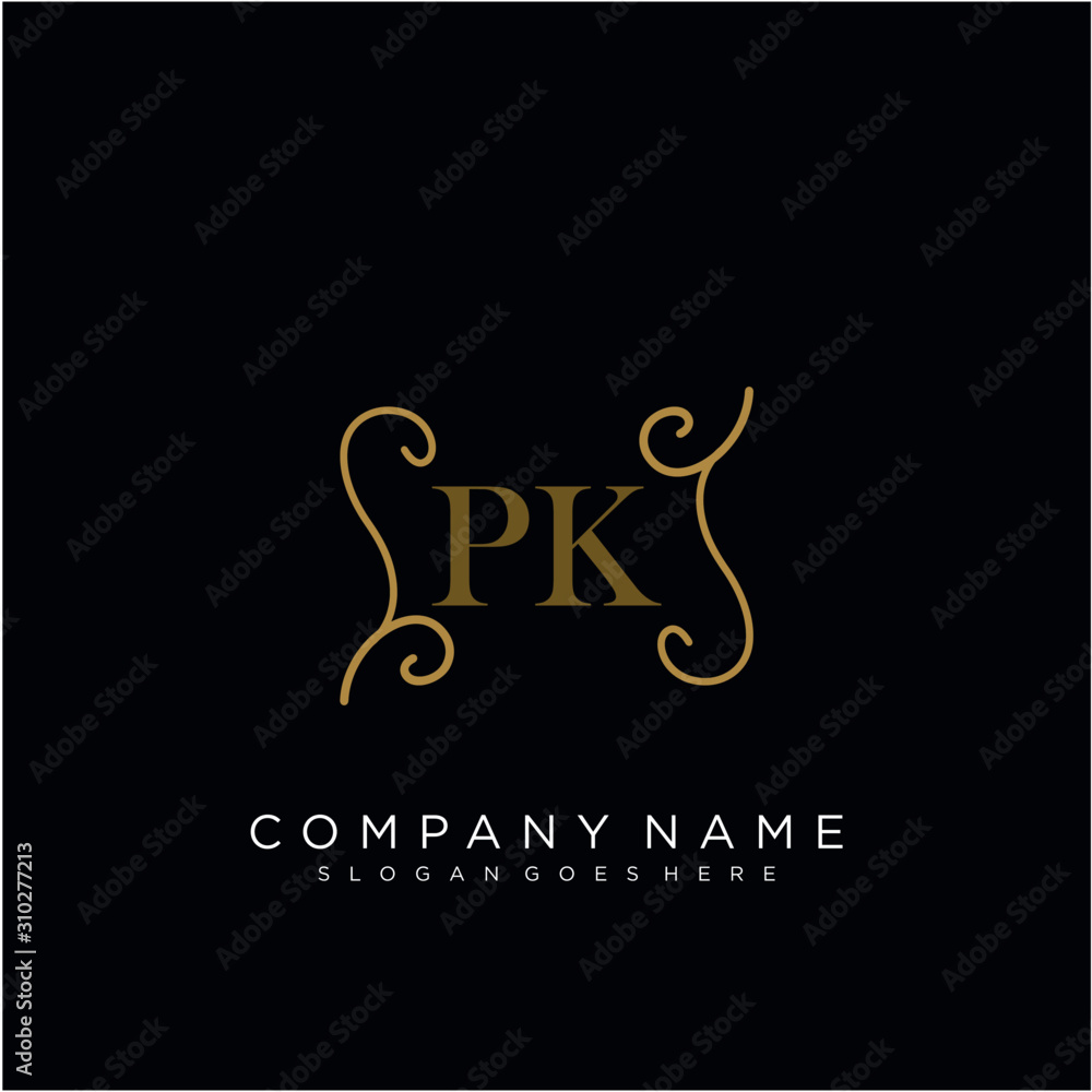 Initial letter PK logo luxury vector mark, gold color elegant classical Initial letter PK logo luxury vector mark, gold color elegant classical