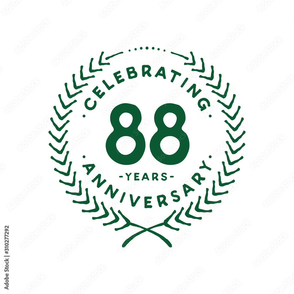 88 years design template. 88th logo. Vector and illustration. 88 years design template. 88th logo. Vector and illustration.