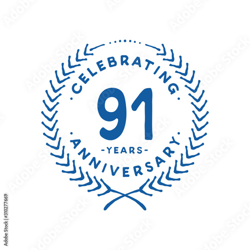91 years design template. 91st logo. Vector and illustration.