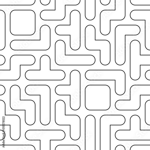 Tetris tileable lineart wallpaper. Vector seamless background.
