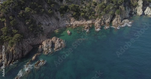 drone flying over a beautiful beach