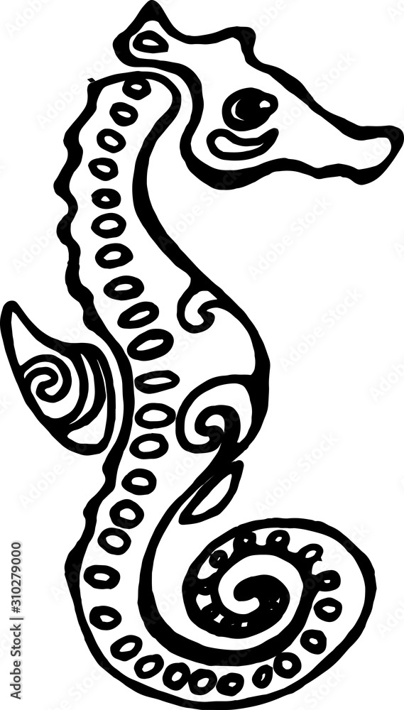 Illustration of a sea animal. Sea Horse.