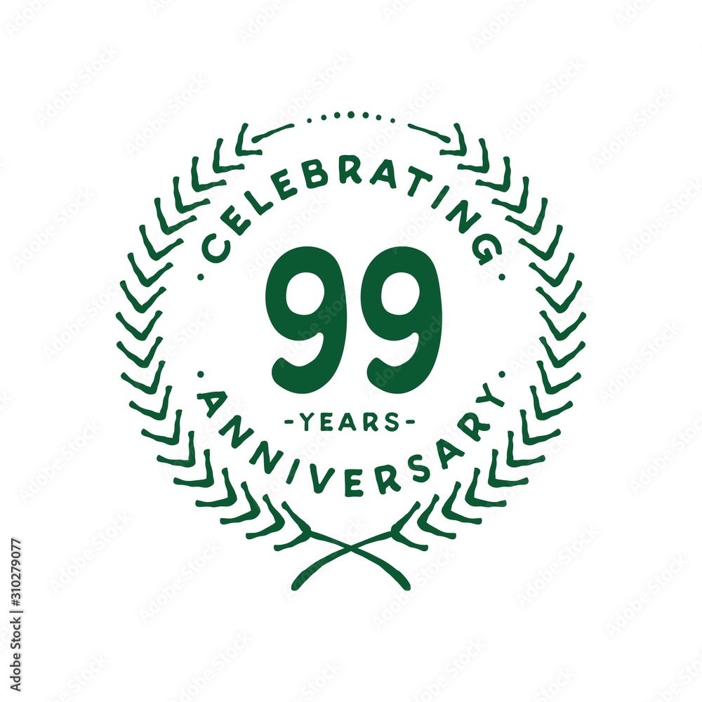 99 years design template. 99th logo. Vector and illustration. 99 years design template. 99th logo. Vector and illustration.