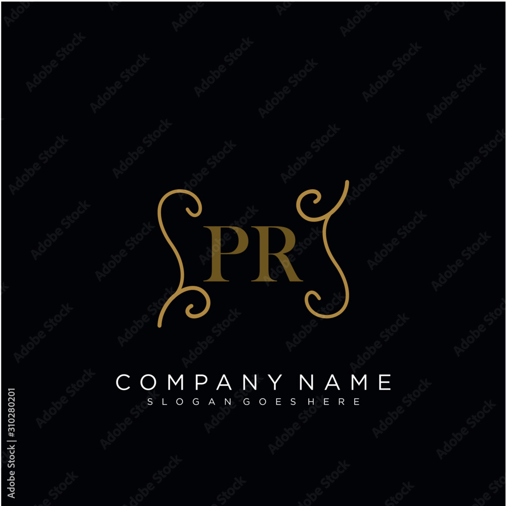 Initial letter PR logo luxury vector mark, gold color elegant classical Initial letter PR logo luxury vector mark, gold color elegant classical