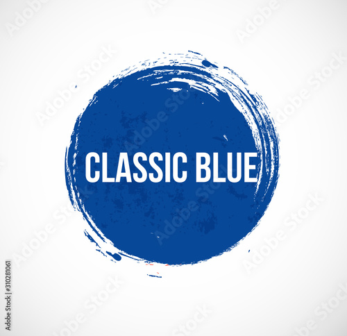 Blue grunge circle on white background. Classoc blue - color of the year 2020 photo