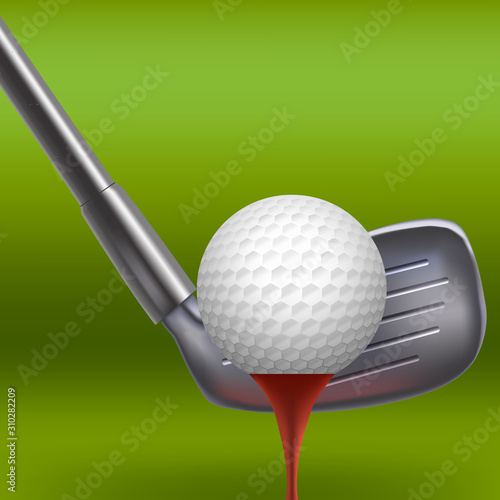 Realistic Detailed 3d Putter Under White Ball. Vector