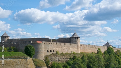 Old medieval fortress in Ivangorod, Russia, located on the right bank of the Narva River by the Estonia–Russia border