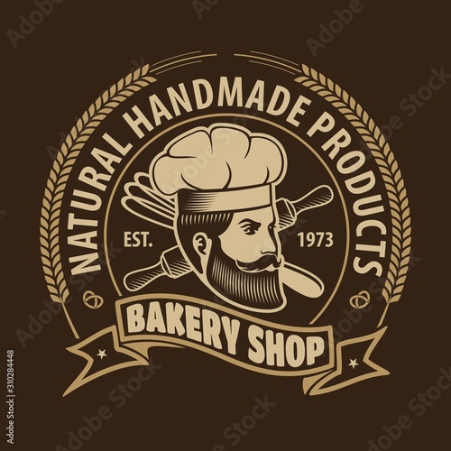 Bakery logo design template with Chef Baker. Vector illustration