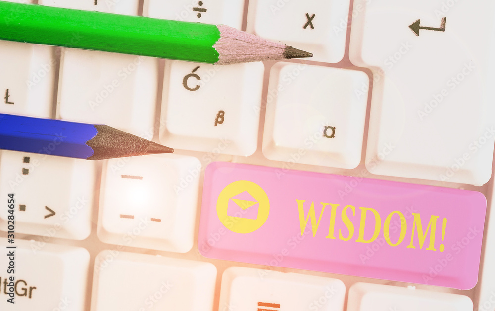Naklejka premium Handwriting text Wisdom. Conceptual photo the ability to use your knowledge and experience to make decisions