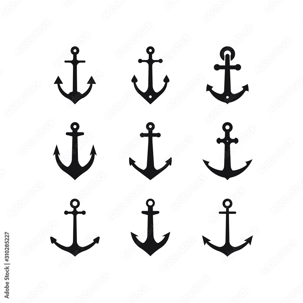 Set of anchor icon design. Sailor symbol isolated on white background. Vector illustration Set of anchor icon design. Sailor symbol isolated on white background. Vector illustration