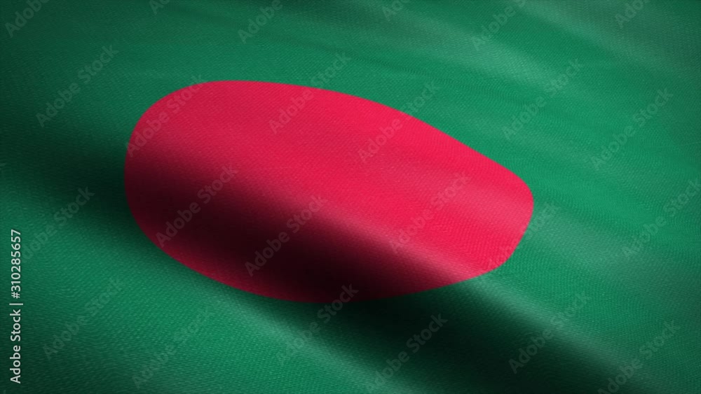 Bangladesh Flag Closeup Loop - waving flag with highly detailed fabric ...