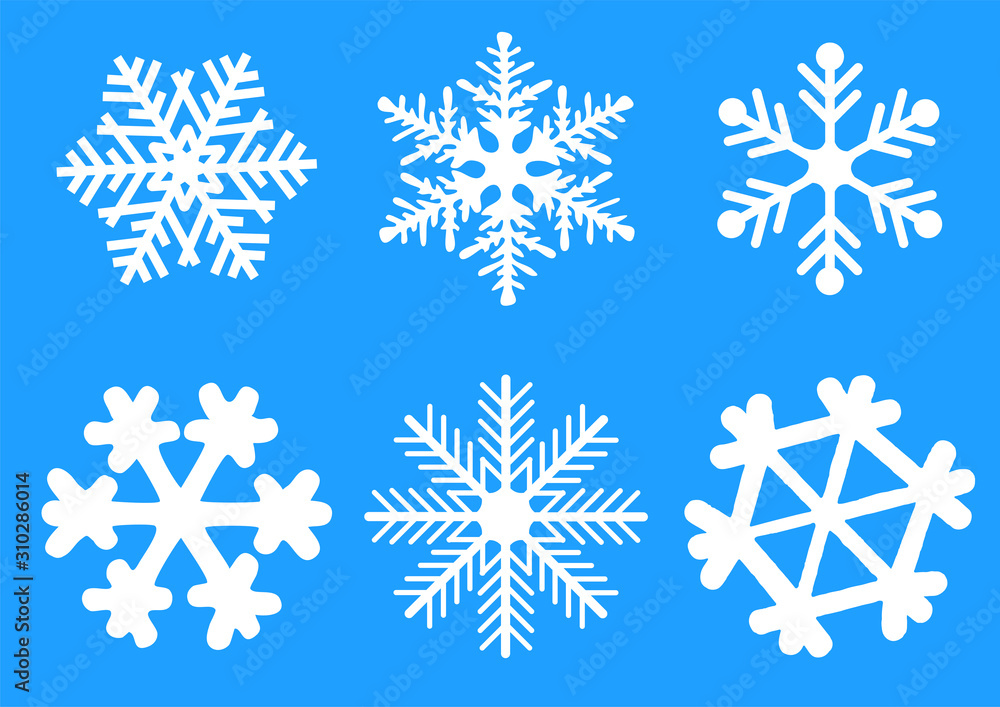 Obraz premium set of fantasy simple snowflakes, background